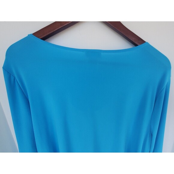cdw Creative Design Works 90's Size 2X Sky Blue Cowl Neck Blouse 3/4 Sleeve Top - Picture 6 of 9